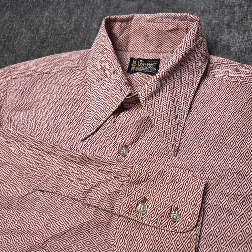 True Vintage 60s JCPenney Towncraft Dagger Collar Button Up Shirt Mens Medium M